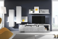 TV skrinka Bota 40 z wnekami i szuflada 219 cm - Biely / beton colorado Obývacia stena betón 