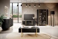 Verica 150 cm-es komód három fiókkal - szénfekete / arany lábak stylový obývací pokoj
