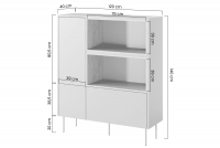 Komoda vysoká Desin 120 - čierny mat / Dub nagano Komoda vysoká Desin 120 cm z wnekami, szuflada i metalowymi nogami - Čierny mat / Dub nagano