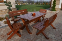 Komplet nábytku ogrodowych Excelent Stôl 160x72 cm + 2 Stoličky + 2 lawki - cyprys Komplet z drewna do ogrodu