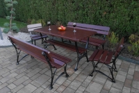 Komplet nábytku ogrodowych Krolewski Stôl + 2 Stoličky + 2 lawki - wisnia Komplet do ogrodu