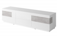 Obývací stěna moderní Silke 2484GY Bílý/Bílý lesk - Colorado beton Skříňka pod televizor 