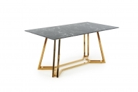 KONAMI stôl, Pracovná doska - Čierny mramor, Nohy - zlaté konami stôl, Pracovná doska - Čierny mramor, nogi - zlaté