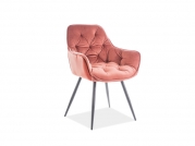 Židle CHERRY Nohy VELVET Černé - Sedák růžový antický BLUVEL 52  krzesLo cherry velvet Černý rám/rOZ antyczny bluvel 52