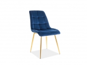 Židle CHIC VELVET ZLATÁ konstrukce/tmavě modrý BLUVEL 86  židle chic velvet zlatá konstrukce/tmavě modrý bluvel 86