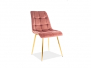 Židle CHIC VELVET ZLATÁ konstrukce/růžový antický BLUVEL 52  židle chic velvet zlatá konstrukce/antický růžový bluvel 52