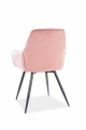 Židle LINEA VELVET Černá Konstrukce/antický růžový BLUVEL 52 Prošívaná Židle čalouněná Linea