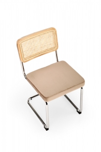 K504 Židle béžový / přírodní židle ocelové s čalouněným sedákem k504 - béžový / přírodní