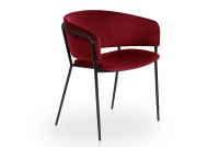 Židle čalouněné z podlokietnikami Nicole na czarnym stelazu - Červený - Výprodej
