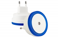 Lampka noční pro kontaktu z czujnikiem zmierzchu - okragla modrá LED lampička pro kontaktu