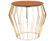 Konferenční stolek Ariana B - kouřové jantarové sklo/ zlatá FI 50 Konferenční stolek ariana b kouřové sklo jantarové/zlatý fi 50