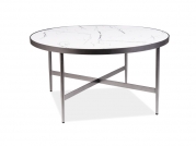 Konferenční stolek DOLORES B bílý (mramorový efekt) / šedý FI 80  Konferenční stolek dolores b bílý (efekt marmuru) / šedý fi 80
