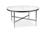 Konferenční stolek DOLORES B bílý (mramorový efekt) / šedý FI 80  Konferenční stolek dolores b biaLy (mramorový efekt) / šedý fi 80 