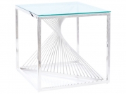 Konferenční stolek FLAME B transparentní/Stříbrný 55X55 Konferenční stolek flame b transparentní/Stříbrný 55x55