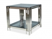 Konferenční stolek Fossil B 55x55 cm - stříbrná / kouřové sklo  Konferenční stolek fossil b 55x55 Stříbrný/kouřové sklo