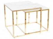 Konferenční stolek GLORIA bílý mramorový efekt/zlatý (Komplet) Konferenční stolek gloria bílý mramorový efekt/zlatý (Komplet)