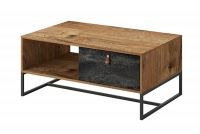 Konferenční stolek moderní z szuflada Arti 104 - Dub ribbeck / Černý kamien Moderní konferenční stůl na kovových nožkách se zásuvkou
