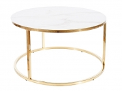 Konferenční stolek SABINE bílý mramorový efekt/zlatý FI 80 Konferenční stolek sabine biaLy mramorový efekt/zLoty fi 80