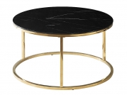 Konferenční stolek SABINE Černý mramorový efekt/zlatý FI 80 Konferenční stolek sabine Černý mramorový efekt/zLoty fi 80
