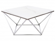 Konferenční stolek SILVER A II bílý mramorový efekt/Ocelový 80X80 Konferenční stolek silver a ii bílý mramorový efekt/Ocelový 80x80