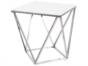 Konferenční stolek SILVER B II bílý mramorový efekt/Ocelová 50X50 Konferenční stolek silver b ii biaLy mramorový efekt/Ocelová 50x50