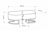 Čalouněná lavice Talmo 105 cm s úložným prostorem - czano biała pepitka / zlatý stelaż Lawka čalouněná Talmo 105 cm s úložným prostorem- černá / bílá / zlatá