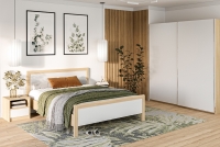postel pro sypilani 140x200 London s úložným prostorem na posciel - Bílá ajpelska / Dub lindberg biale Nábytek pro ložnice