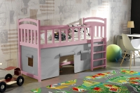 Dětská vyvýšená postel Felixio ZP 003 - certifikát Růžová vyvýšená postel dětská