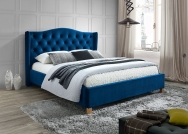 Čalúnená posteľ Aspen Velvet 160x200 - námornícka modrá / dub Čalúnená posteľ Aspen Velvet 