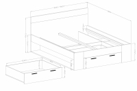 Manželská posteľ s úl. priestorom Beta 51 - biela - 160x200 cm Posteľ do  spálne  Beta 51 so zásuvkami 160x200 - Biely