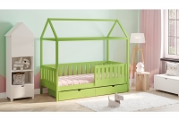 Detská posteľ domček Nemos II Certifikát limonkowe Posteľ drewniane v tvare domčeka 