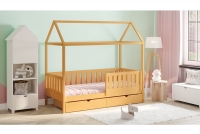 Detská posteľ domček Nemos II Certifikát Posteľ v tvare domčeka z barierkami a zásuvkoumi 