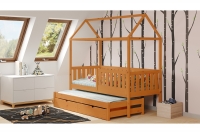 Detská posteľ v tvare domčeka s výsuvnou prístelkou Nemos  Posteľ v tvare domčeka w farbe olchy 