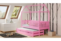 Detská posteľ v tvare domčeka s výsuvnou prístelkou Nemos  rozowe Posteľ v tvare domčeka 