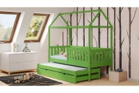 Detská posteľ v tvare domčeka s výsuvnou prístelkou Nemos  Zelené Posteľ v tvare domčeka  zásuvkami 