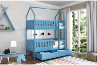Poschodová posteľ domček Nemos Certifikát Modré Detská posteľ w ksztalcie domka 