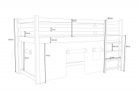 Vyvýšená detská posteľ Kubi - biely, 80x180 Posteľ dzieciece vyvýšená Kubi - 80x180 / Biely