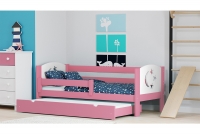 Dětská postel Denis III přízemní výsuvná Hvězdy růžová postel do holky