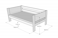 Jednoposchodová posteľ pre dve osoby Denis so zásuvkou rozkladacia Detská posteľ Denis prízemná s výsuvným lôžkom - Rozmery 180/80