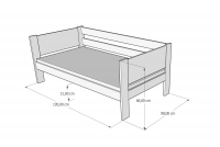 Jednoposchodová posteľ pre dve osoby Denis so zásuvkou rozkladacia Detská posteľ Denis prízemná s výsuvným lôžkom - Rozmery 190/90