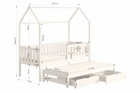 Detská posteľ domček prízemná s výsuvným lôžkom Nemos - Čierny, 90x180 Posteľ dzieciece prízemná s výsuvným lôžkom Nemos - Rozmery