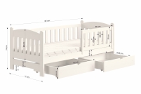 Dřevěná dětská postel Alvins DP 002 - Bílý, 70x140 postel dzieciece drewniane Alvins - Rozměry