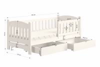 Dřevěná dětská postel Alvins DP 002 - Bílý, 80x160 postel dzieciece drewniane Alvins - Rozměry
