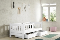 Detská posteľ Alvins DP 002 - 90x180 cm - biela Posteľ dzieciece drevená Alvins so zásuvkami - 90x180 / Biely