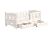 Detská posteľ Alvins DP 002 - biela - 90x200 cm Posteľ dzieciece drevená Alvins so zásuvkami - 90x200 / Biely