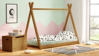 Dětská dřevěná postel Teepee postel dzieciece drewniane domeček Tipi - Dub 