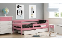 Drevená detská posteľ Ola II rozowee Posteľ z szufladmi
