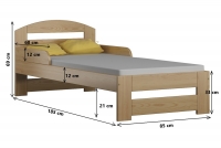 Drevená detská posteľ Wiki II Rozmery