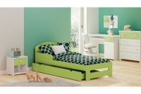 Drevená detská posteľ Wiki II Zelené Detská posteľ so zábradlím