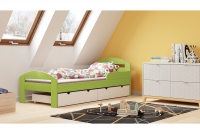 Dětská dřevěná postel Wiki Zeloné postel z zásuvkami 